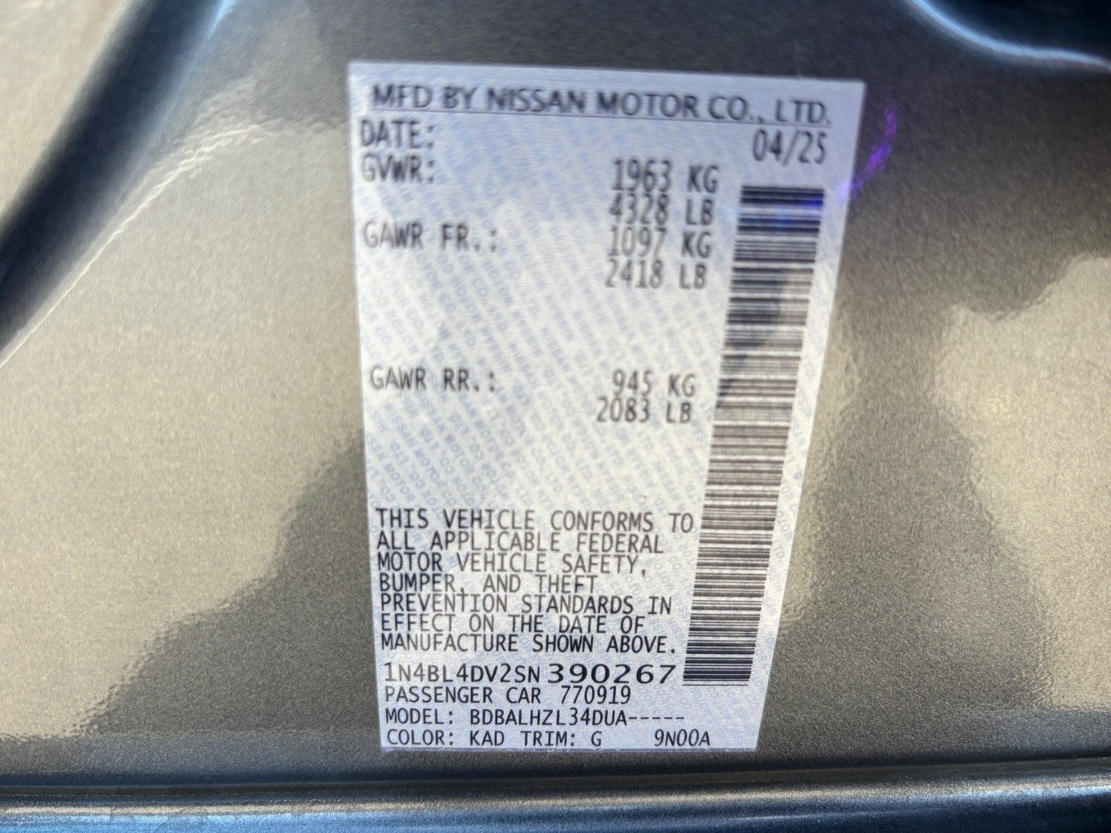 2025 Nissan Altima SV
