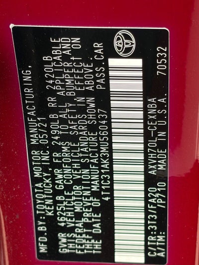 2021 Toyota Camry Hybrid LE