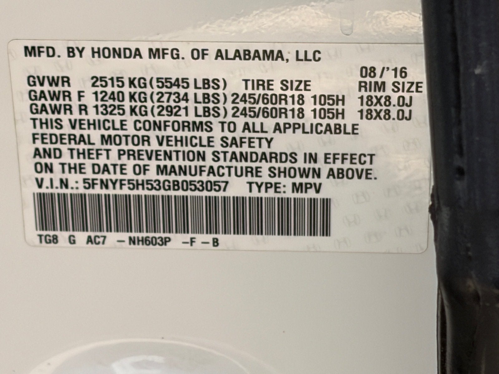 2016 Honda Pilot EX-L