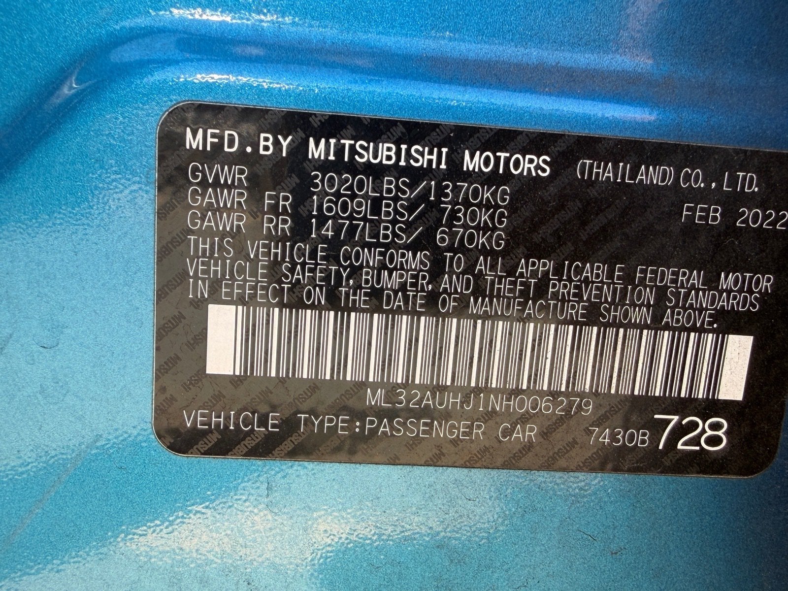 2022 Mitsubishi Mirage ES