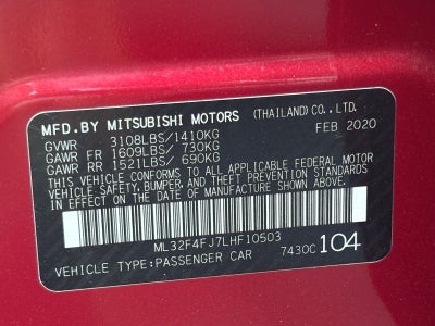 2020 Mitsubishi Mirage G4 SE